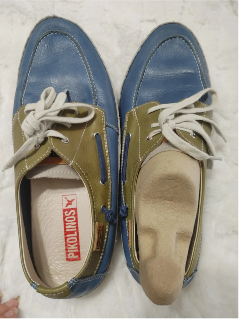 Men's Pikolinos Jucar M4E-1035BFC1 Leather Boat Shoes Blue and Olive 43 (9-9.5)